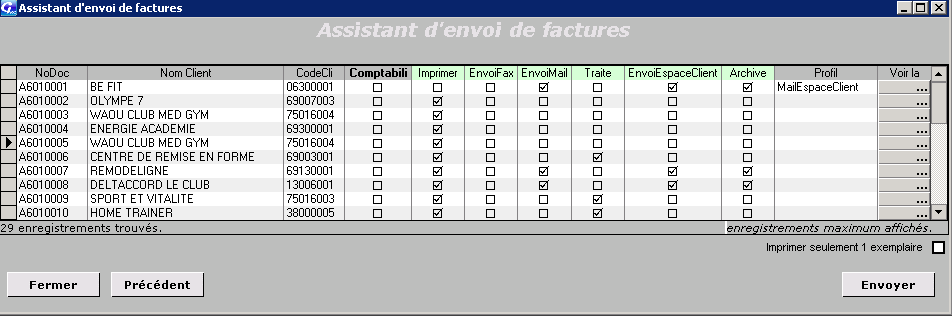 Assistant d'envoi des factures dans GRCcom